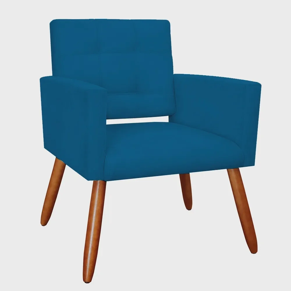 Ver imagem 1 de Poltrona Decorativa Camila Pés Palito Suede Cores - Visalar Móveis: Azul Royal