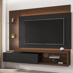 Painel Sala Copacabana para Tv até 65 Polegadas Nogal/preto Fosco - 2