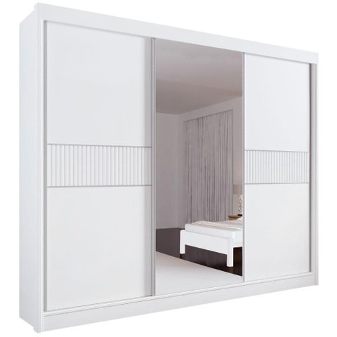 Guarda Roupa Los Angeles Ripado Branco 3 Portas 6 Gavetas D’doro