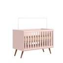Ver imagem 2 de Berço Mini Cama + Guarda Roupa Infantil 3 Portas + Comoda Sapateira Retro - Rosa