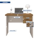 Ver imagem 2 de Mesa Estudos Moderna Mdp Escrivaninha C/ 2 Gavetas:lamina Mel-cacao