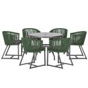 Ver imagem 1 de Mesa com 6 Cadeiras de Jantar Roma 120cm e Noronha em Alumínio Preto Corda Náutica Estofado 11 Trama