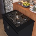 Ver imagem 2 de Kit Bancada Ilha para Cozinha + Balcão para Cooktop 0,80m 5 Bocas 2 Portas Turim Preto