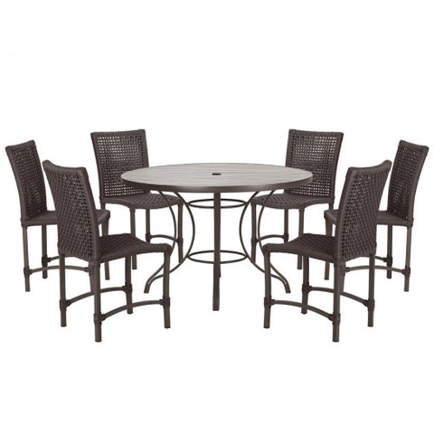 Mesa Ascoli 120 Cm com 6 Cadeiras Cannes de Alumínio Trama Marrom