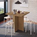 Ver imagem 1 de Conjunto Mesa e 4 Bancos Estofados Verona Bege/Madeirado/Marrom