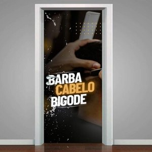 Adesivo Para Porta Para Barbearia Barba, Cabelo E Bigode- 93X210Cm