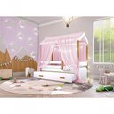 Ver imagem 2 de Cama Montessori Com Auxiliar Cordão Led E Dossel Rosa
