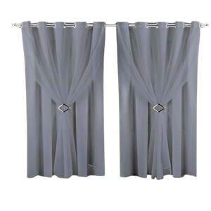 Cortina oxford com voil 2,80x2,50 Para Trilho Suíço:Cinza