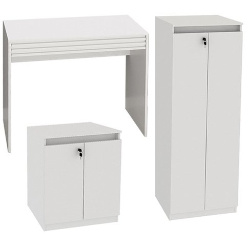 Escrivaninha Armario e Balcao para Escritorio Mex73x51x49 Branco Tecno Mobili
