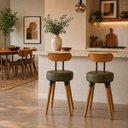 Ver imagem 6 de 2U Banqueta Baixa Madeira Encosto Bancada Cozinha Premium Pé Palito Corissimo Verdemilitar