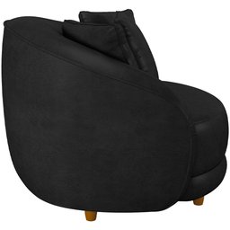 Kit 02 Poltronas Decorativas para Sala de Estar Base Fixa Pés Madeira Witta M03 Couríssimo Preto - L - 6