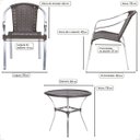 Ver imagem 2 de Jogo Mesa Fortaleza Tampo Tramado 85cm e 4 Cadeiras de Area Maresia, Aluminio Polido e Fibra - Tabac