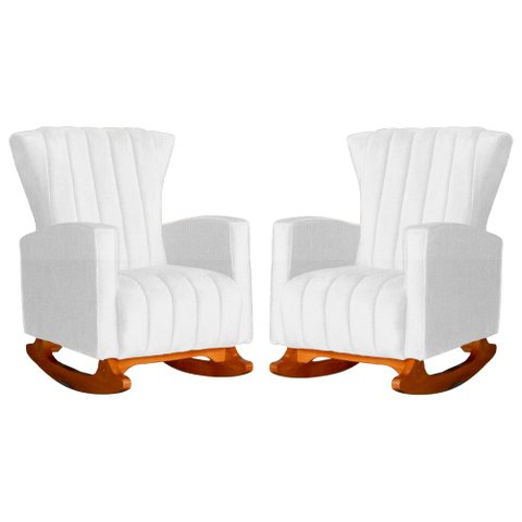 Conjunto 2 Poltronas Estofadas de Balanço Melinda Suede Branco - LM DECOR