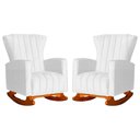 Ver imagem 1 de Conjunto 2 Poltronas Estofadas de Balanço Melinda Suede Branco - LM DECOR