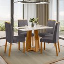 Ver imagem 2 de Conjunto Sala de Jantar Mesa Rubi 120x80 4 Cadeiras Anitta Ype/off White/veludo Cinza