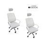 Kit 2 Cadeiras Escritório Diretor Mesh Encosto Cabeça Branco + E-book - 1