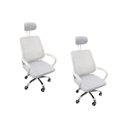 Ver imagem 2 de Kit 2 Cadeiras Escritório Diretor Mesh Encosto Cabeça Branco + E-book