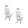 Kit 2 Cadeiras Escritório Diretor Mesh Encosto Cabeça Branco + E-book - 2