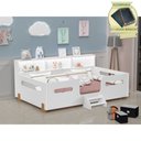 Ver imagem 2 de Cama Infantil Montessoriana Mary com Escada Led e Nicho Branco/mel Acompanha Lousa Mágica