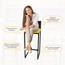 Kit 4 Bancos Quadrado Junco Argila para Bancada Alta Cozinha Área Gourmet Bistrô Piscina Bar - 4