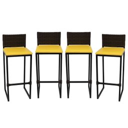 Kit 4 Bancos Quadrado Junco Argila para Bancada Alta Cozinha Área Gourmet Bistrô Piscina Bar - 1