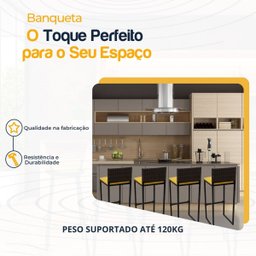 Kit 4 Bancos Quadrado Junco Argila para Bancada Alta Cozinha Área Gourmet Bistrô Piscina Bar - 3