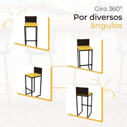 Kit 4 Bancos Quadrado Junco Argila para Bancada Alta Cozinha Área Gourmet Bistrô Piscina Bar - 5