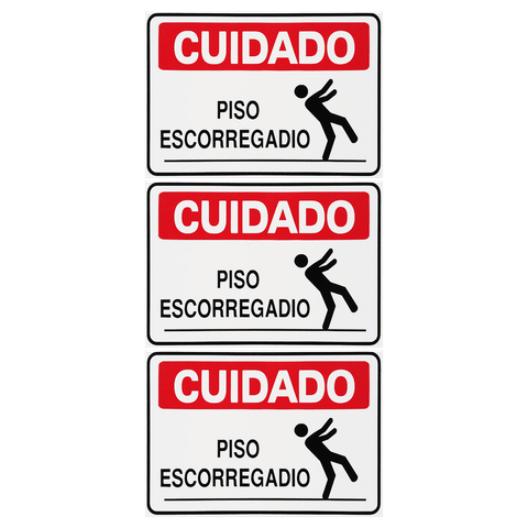 Combo 3 Placas De Sinalização Cuidado Piso Escorregadio 30x20 Acesso - S-227 F9e