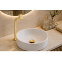 Ver imagem 4 de Torneira de Mesa para Banheiro Bica Alta Quadrada + Válvula Click para Cuba 7/8 Redonda Dourado Bril