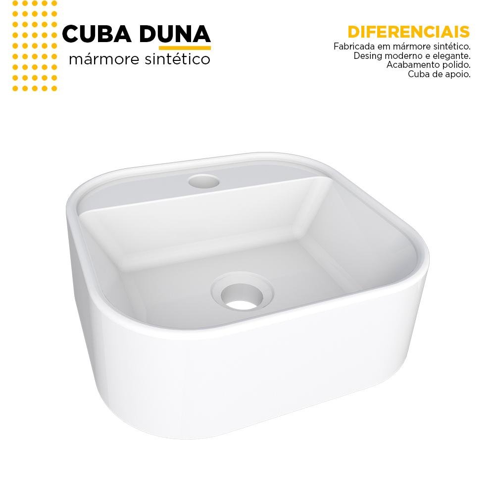 Cuba Pia Mármore Sintético Para Banheiro Lavabo Sobrepor Retangular Duna - 3