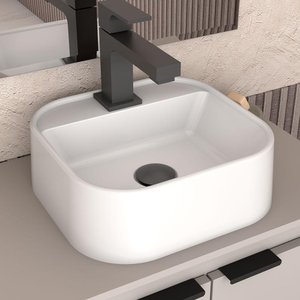 Cuba Pia Mármore Sintético Para Banheiro Lavabo Sobrepor Retangular Duna
