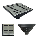 Ver imagem 1 de Ralo Anti Odor Inox 304 Modelo 15x15 Tradicional Tela e Coletor Preto Saída Adapt de 40mm até 100mm