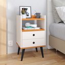 Ver imagem 6 de Kit Quarto Sapateira 3 Gavetas Basculantes Preto/Cinamomo Mesinha Pequena Nicho Off White/Cinamomo
