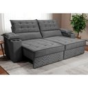 Ver imagem 1 de Sofá Retrátil e Reclinável 2,40m Verona com Porta Copos Velupluma Cinza Cama Inbox