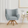 Poltrona Decorativa Nice Prime Veludo Cinza Claro Base Giratória em Madeira Maciça - 1
