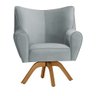 Poltrona Decorativa Nice Prime Veludo Cinza Claro Base Giratória em Madeira Maciça - 2