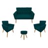 Conjunto 1 Namoradeira 2 Poltronas decorativa capitone com Puff - 1