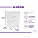 Ver imagem 3 de Gaveteiro Organizador de Mesa 3 Gavetas com Rodinhas e Chave Faria Lima Branco