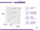 Ver imagem 3 de Gaveteiro Organizador de Mesa 3 Gavetas com Rodinhas e Chave Faria Lima Branco