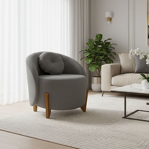 Poltrona Orgânica Curva Amsterdã Boucle Cinza - Montanari's Decor