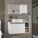 Ver imagem 1 de Conjunto Gabinete Banheiro Virtus 80cm - Gabinete + Cuba + Espelheira Branco Inteiro