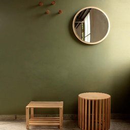 Espelho Redondo Decorativo em Madeira Pinus - 80cm - 5
