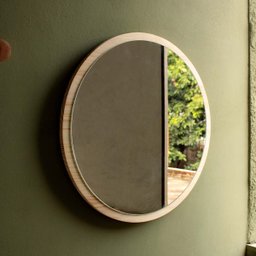 Espelho Redondo Decorativo em Madeira Pinus - 80cm - 2