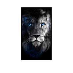 Quadro Decorativo Grande para Sala Quarto Leão Azul:preto - 1