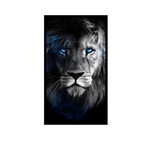 Quadro Decorativo Grande para Sala Quarto Leão Azul:preto