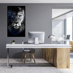 Quadro Decorativo Grande para Sala Quarto Leão Azul:preto - 2