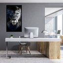 Ver imagem 2 de Quadro Decorativo Grande para Sala Quarto Leão Azul:preto