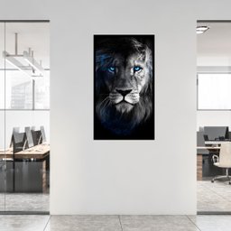 Quadro Decorativo Grande para Sala Quarto Leão Azul:preto - 3