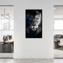 Ver imagem 3 de Quadro Decorativo Grande para Sala Quarto Leão Azul:preto