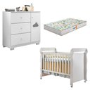 Ver imagem 1 de Berço Americano Mirelle e Cômoda Infantil Ane Branco Brilho com Colchão Gazin – Phoenix Baby
